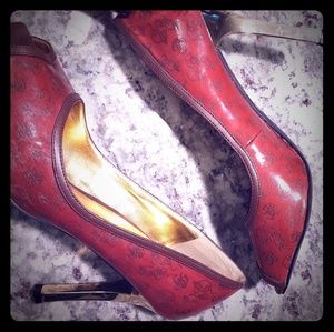 Baby phat red & gold heels NWB